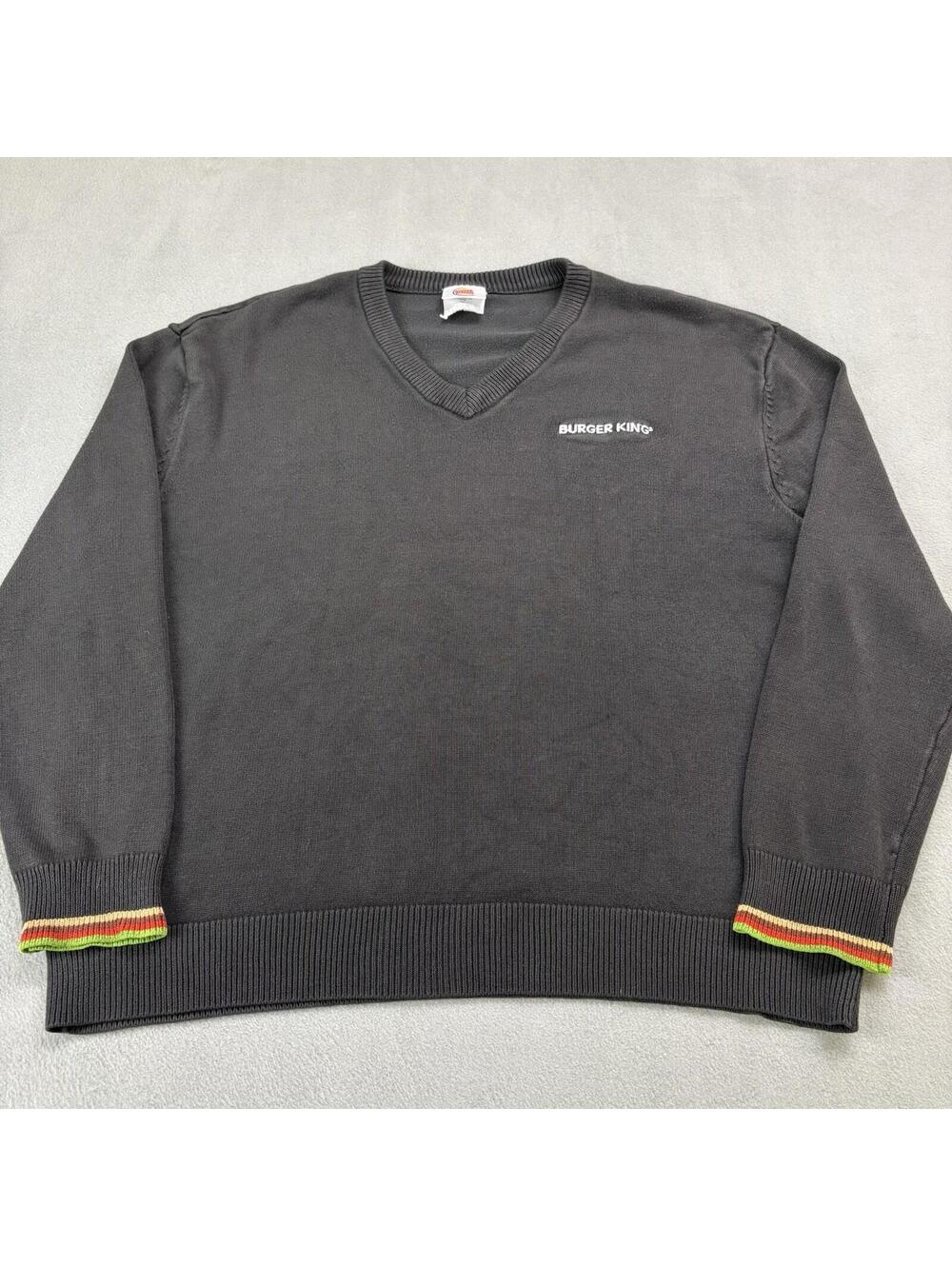 Vintage Burger King Crew Member Employee Manager Sweater Size Large Black